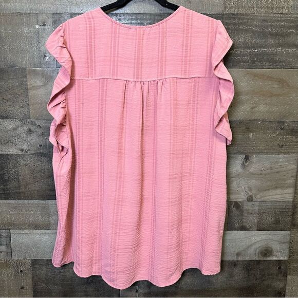 Como vintage NWT pink ruffle sleeve top size 2X - Picture 4 of 8